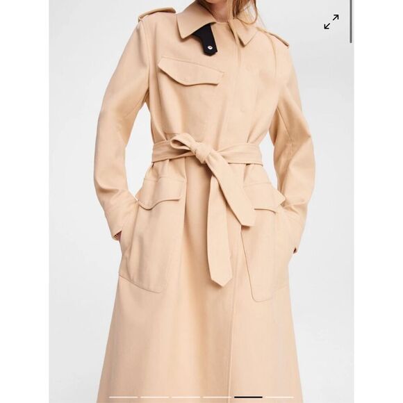Rag and Bone Ludlow Belted Collared Cotton Gabardine Trench Coat Beige Medium - Picture 2 of 14